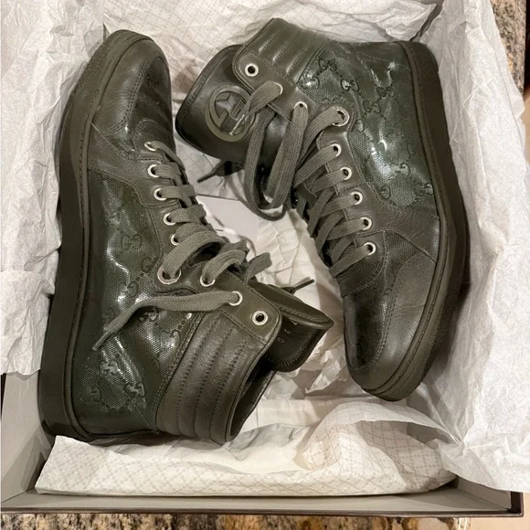 Authentic Gucci Men's Olive Lace-Up Shoes Size 8.0 - Picture 16 of 16